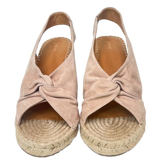 JOIE Kaili Leather Jute Wedge Platform Espadrille Wedge Blush Pink Size 40 - Picture 3 of 6